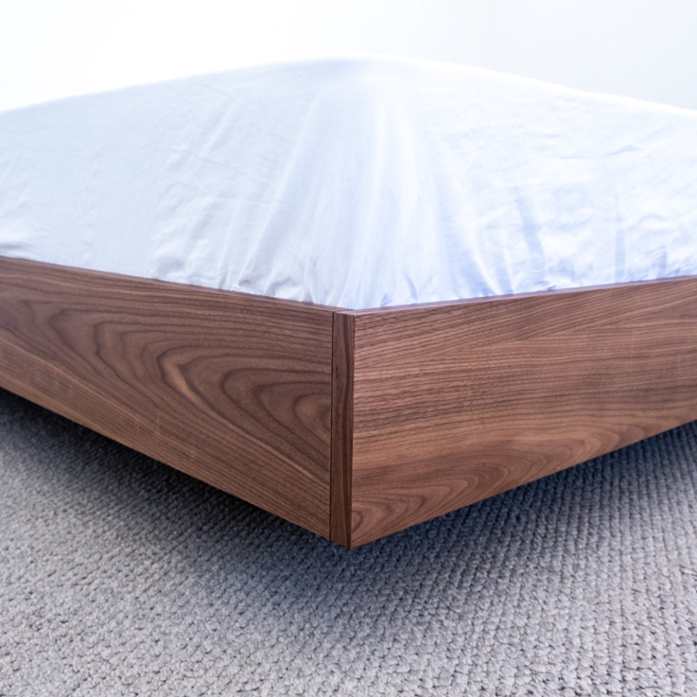Floating Bed Frame in Walnut Timber, made in Australia by Create Estate