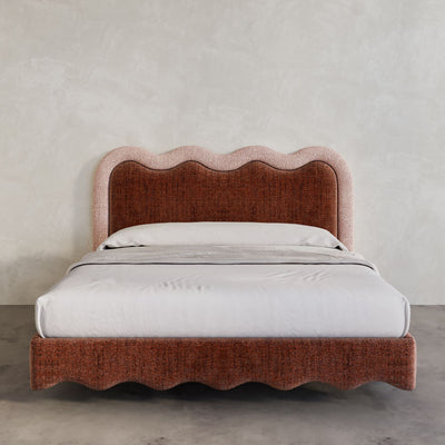 Pink Bondi bed frame with contrast border