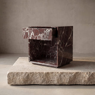 Marble Bedside Table - Rosso Levanto
