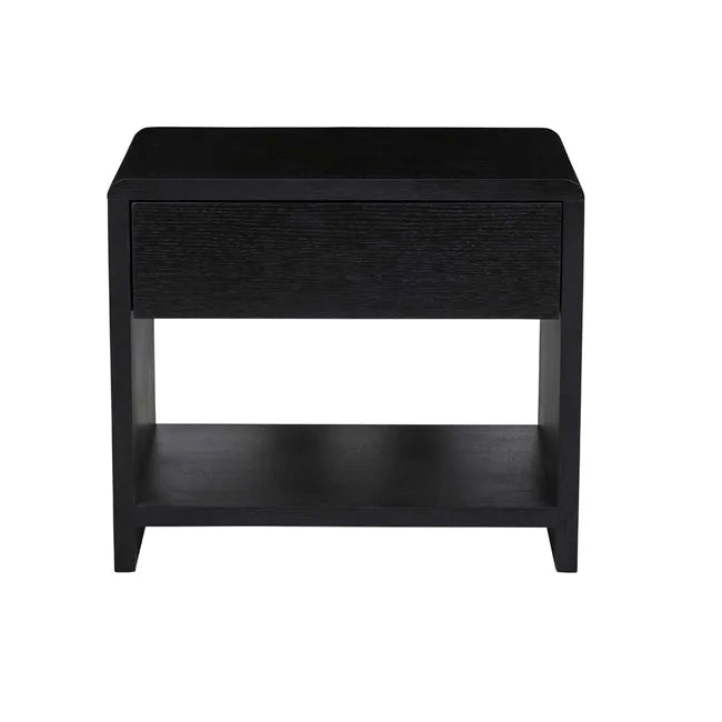 Bedside Table with Drawer | Black Oak