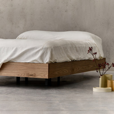 Timber Floating Bed Base in Walnut