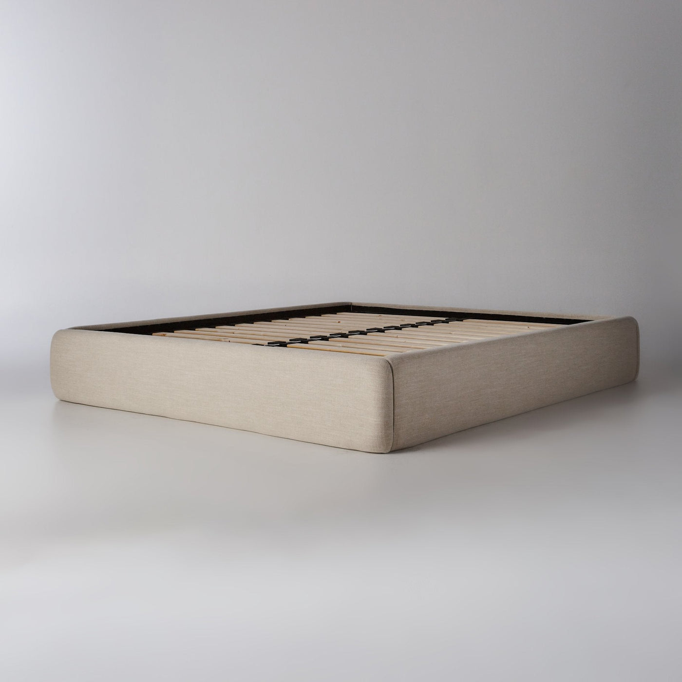 Upholstered Box Base in Natural Linen by Create Estate