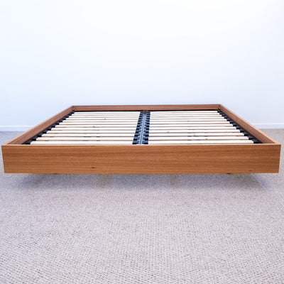 Floating Bed Frame in Spotted Gum Timber, made in Australia by Create Estate