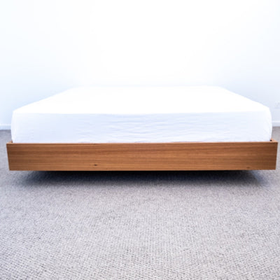 Floating Bed Frame in Spotted Gum Timber, made in Australia by Create Estate