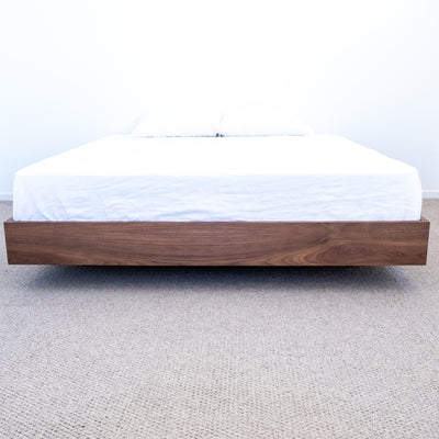 Floating Bed Frame in Walnut Timber, made in Australia by Create Estate