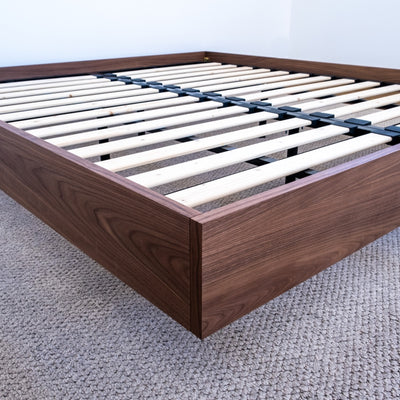 Floating Bed Frame in Walnut Timber, made in Australia by Create Estate