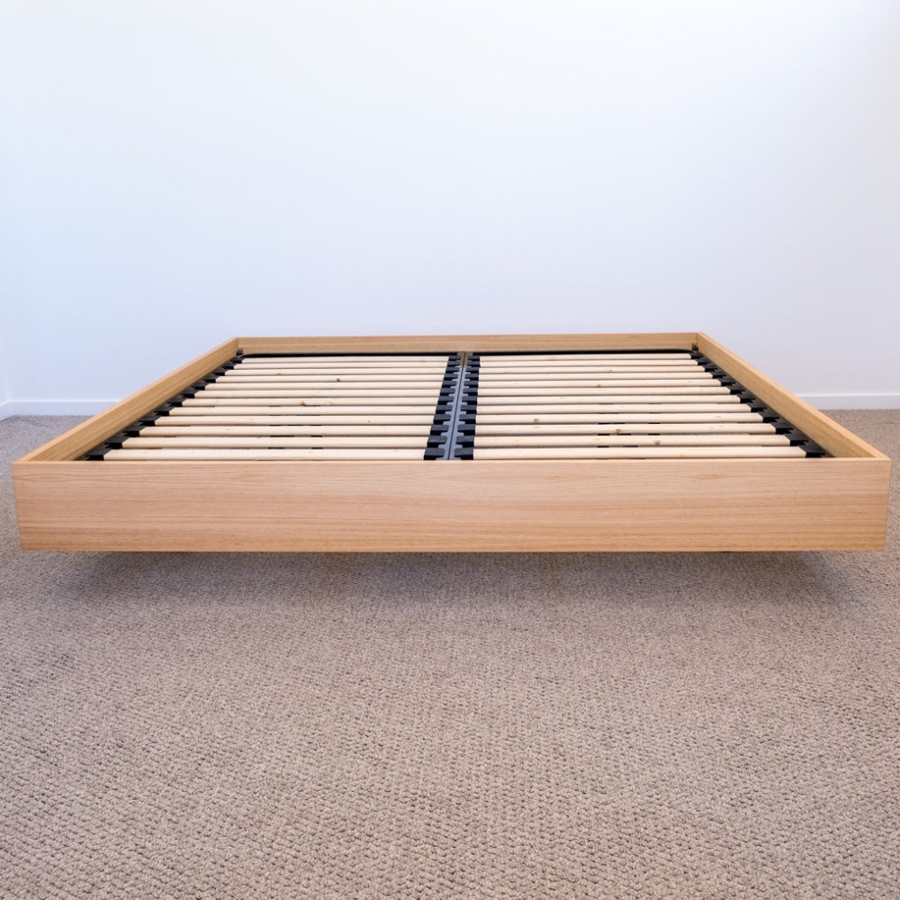 Floating Bed Frame in Blackbutt Timber, made in Australia by Create Estate