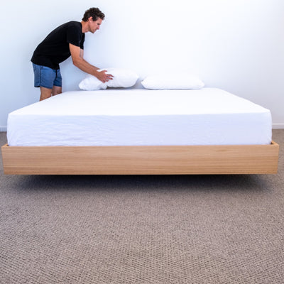 Floating Bed Frame in Blackbutt Timber, made in Australia by Create Estate