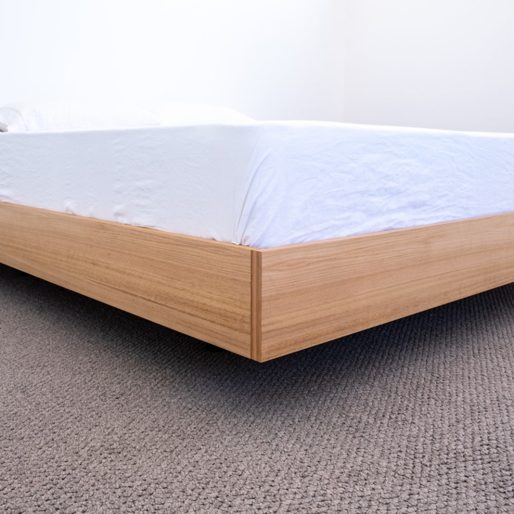 Floating Bed Frame in Blackbutt Timber, made in Australia by Create Estate