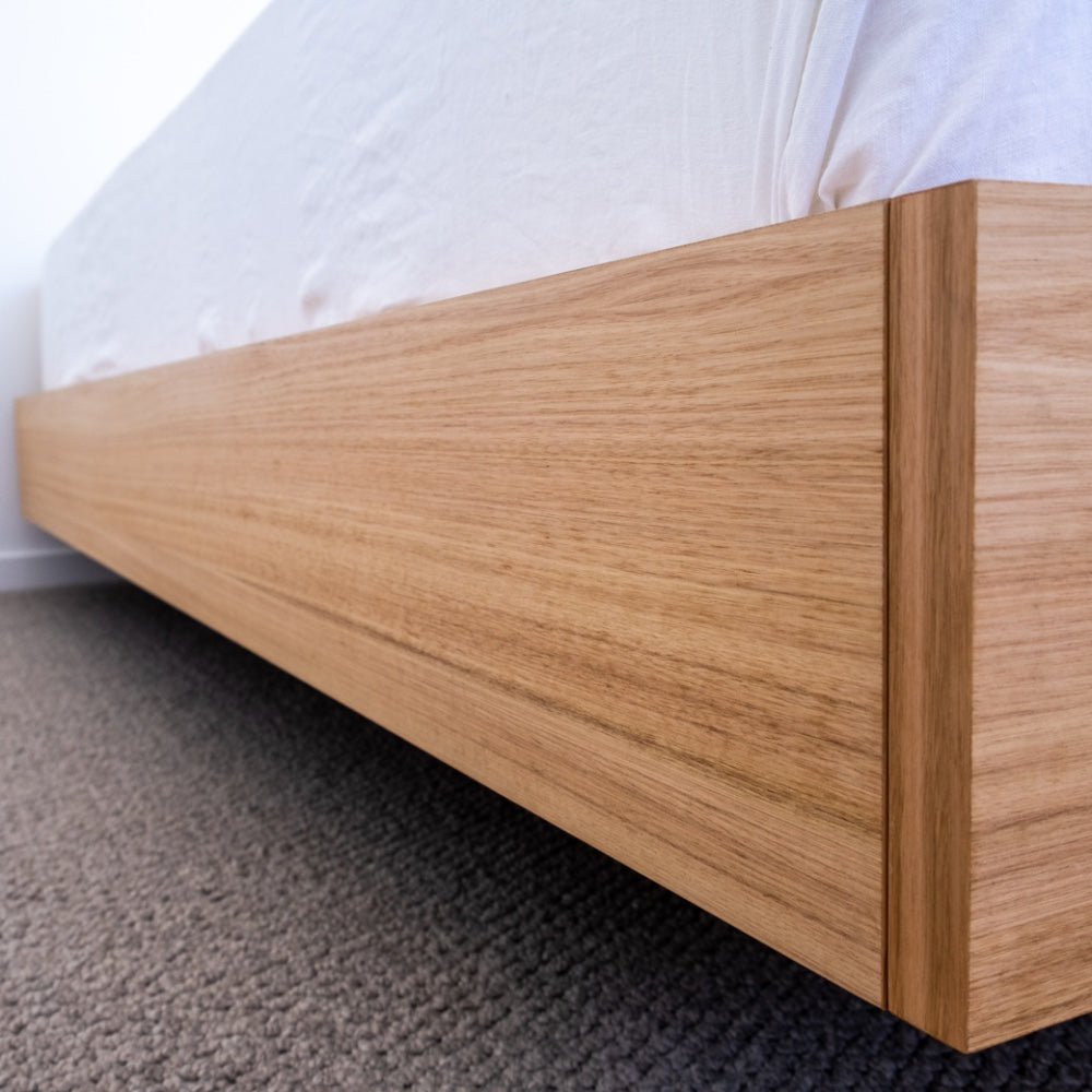 Floating Bed Frame in Blackbutt Timber, made in Australia by Create Estate