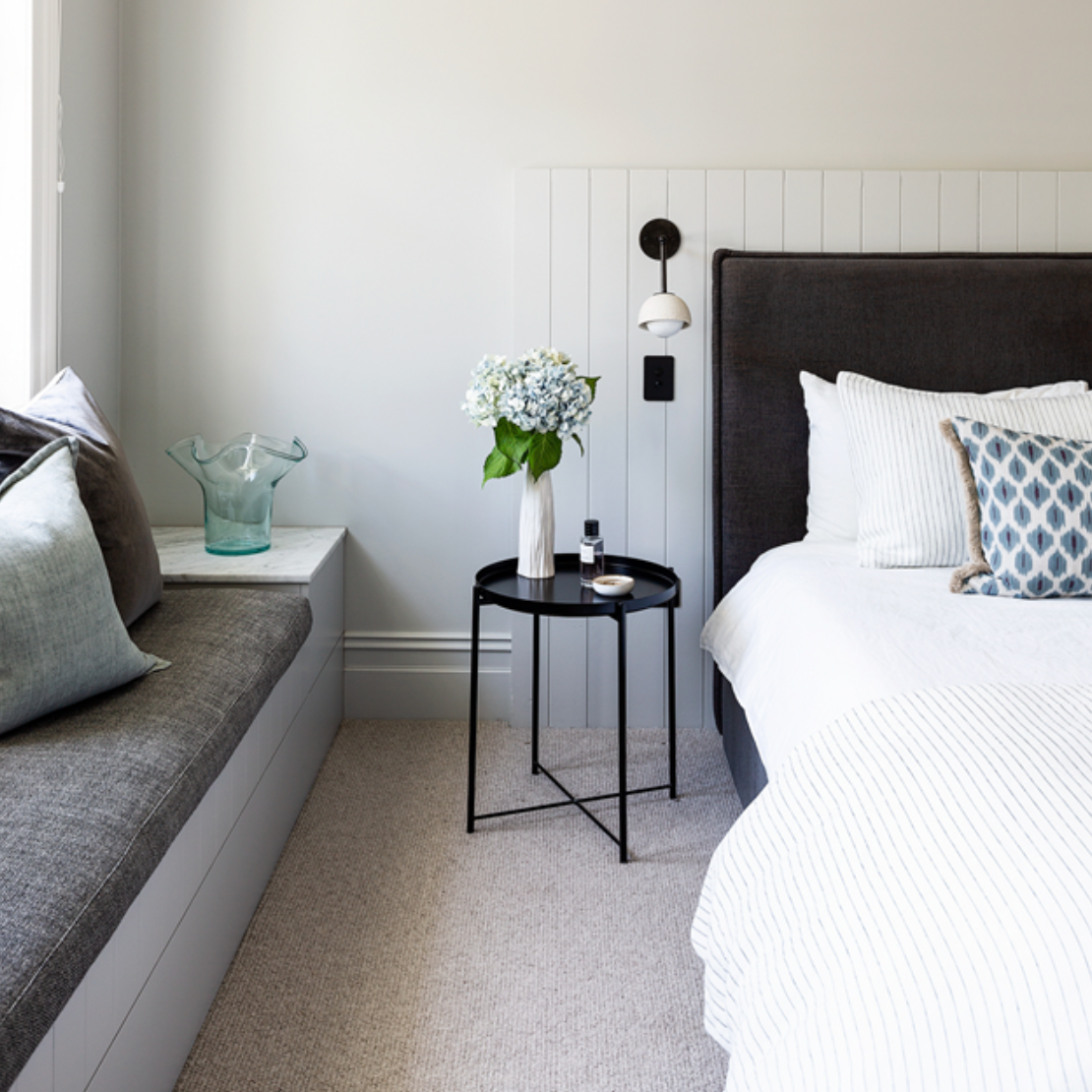 Upholstered Bed Head in Master Bedroom