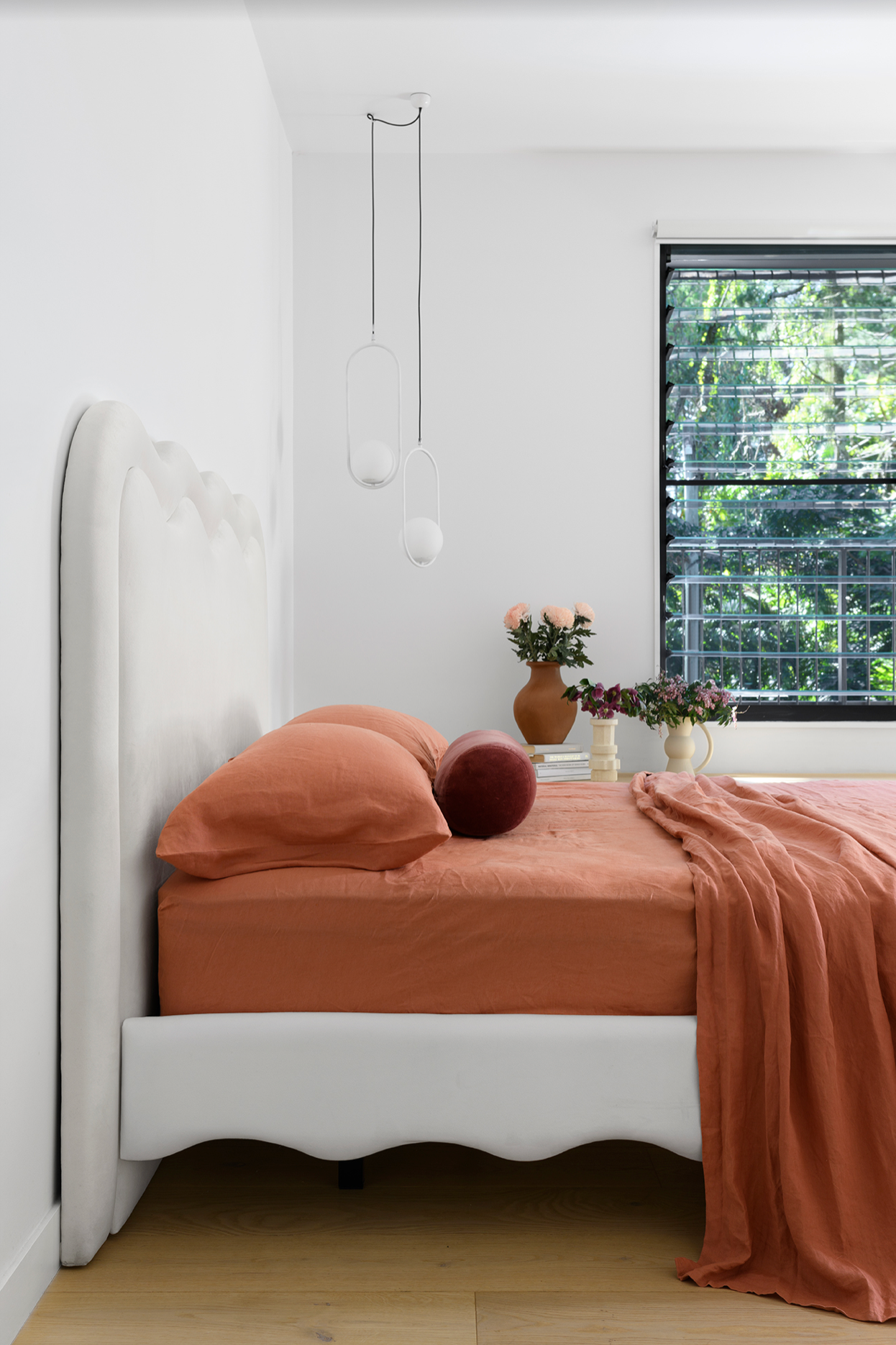 Floating Bed Frame in White Velvet by Create Estate